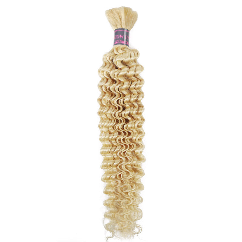 613 Blonde Deep Wave Hair Extension Bundle With Soft Curls for Braiding