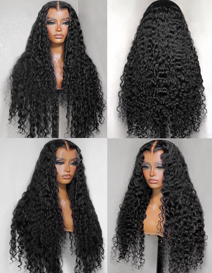 Water Wave Full Lace Wig With Defined Curls and Natural Hairline On a Mannequin
