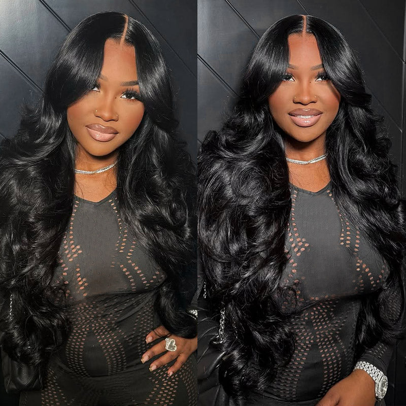 Ishow Beauty Body Wave HD Lace Wig On Woman, Natural Black Color