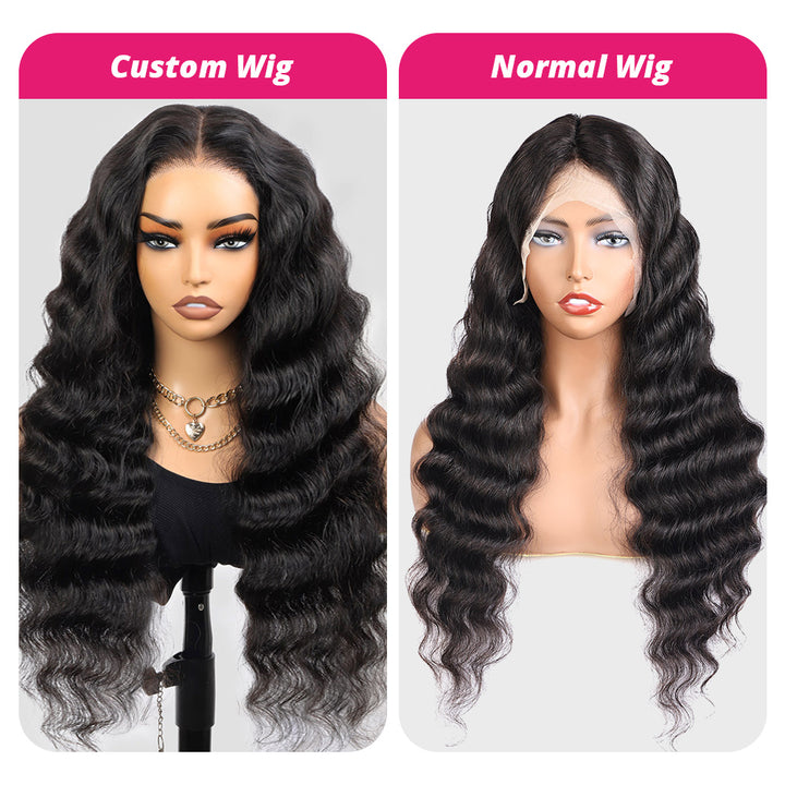Custom Loose Deep Wave Wig vs Normal Wig Displayed On Mannequins