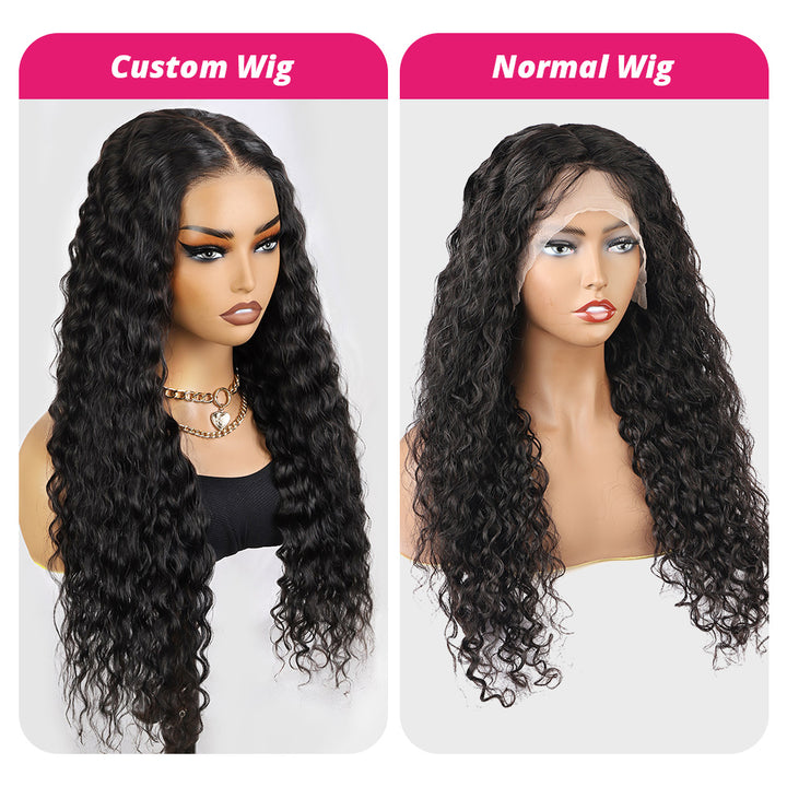 Comparison of Custom and Normal Water Wave Human Hair Wigs On Mannequins