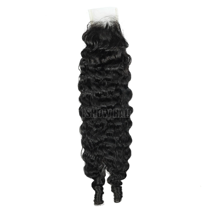 One piece of natural burmese curly human hair lace closure