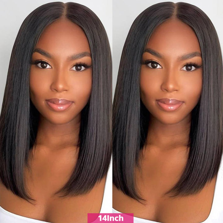 14 Inch Bob Wig - Silky Straight Human Hair