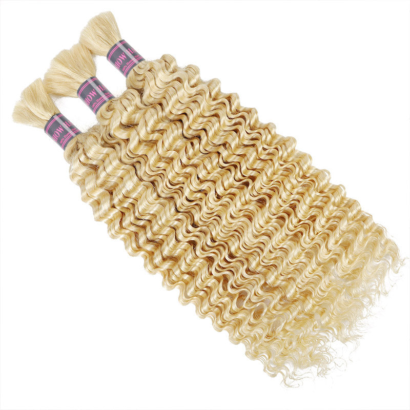 613 Blonde Deep Wave Hair Extensions Bundles With Defined Curls for Braiding