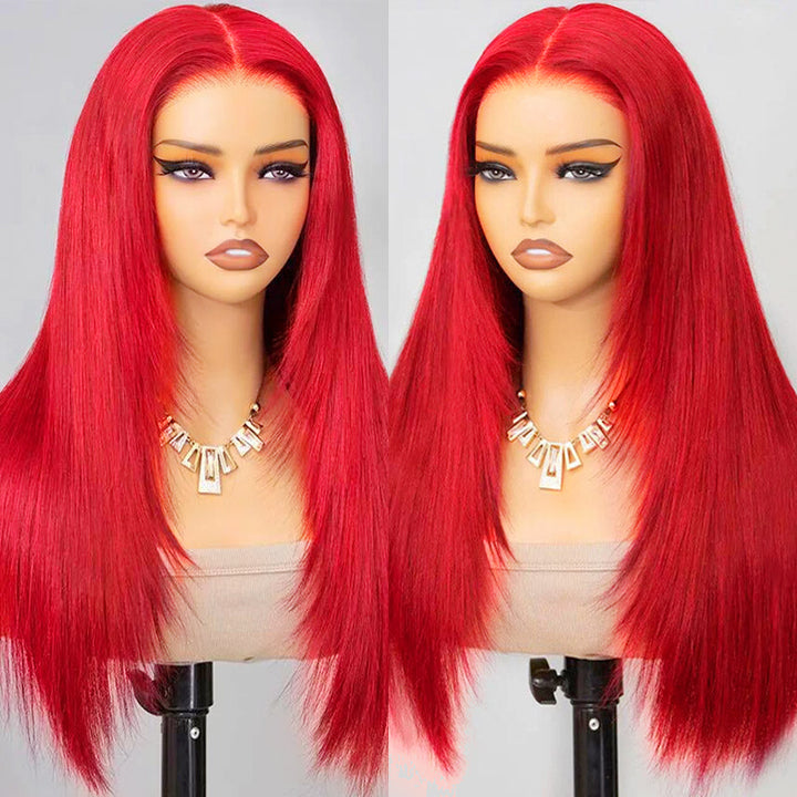 Ishow Red Color Layered Cut Wig Straight/Body Wave 5x5 Lace Glueless Wig 13x4 Lace Front Pre-Everything Human Hair Wigs