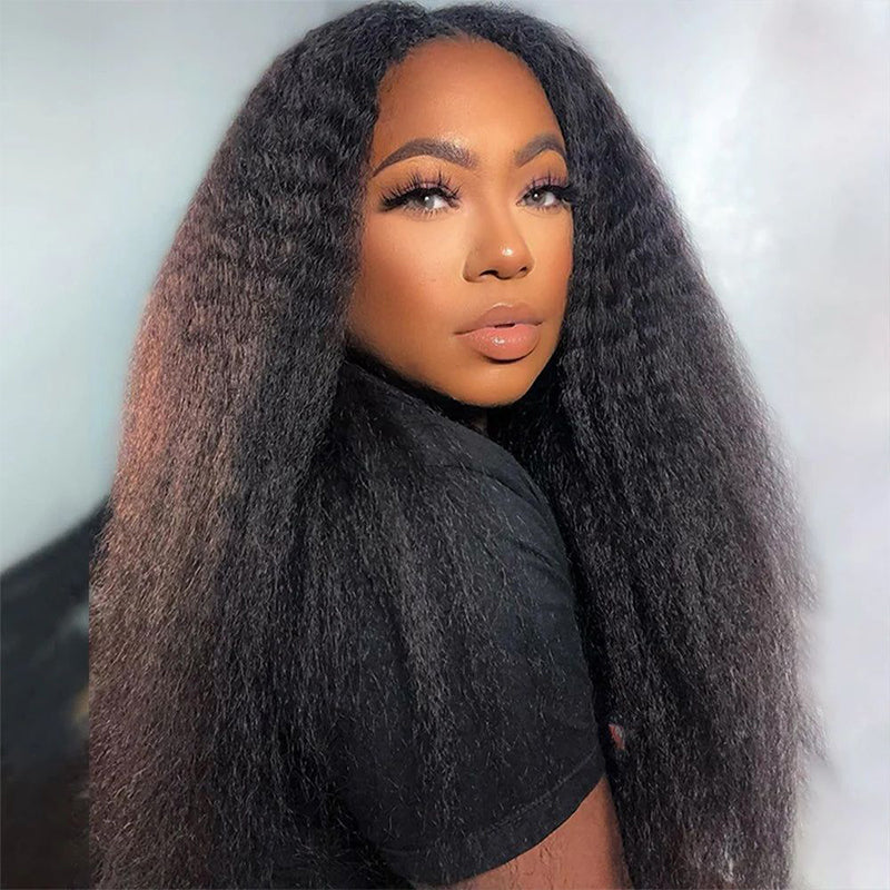 Model With Yaki Straight Black Hair Styling a Natural Look
