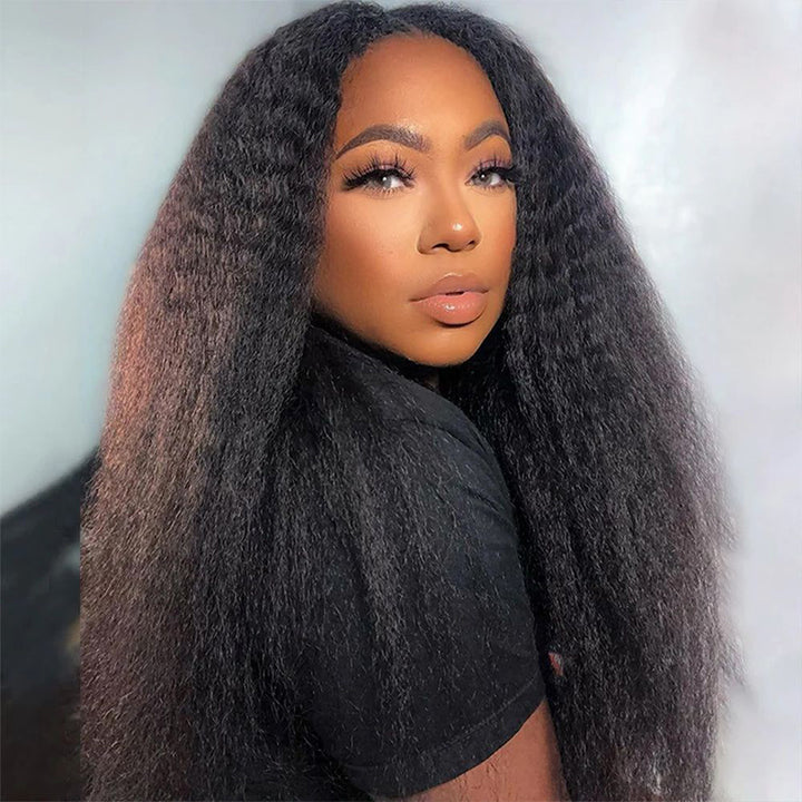Model With Yaki Straight Black Hair Styling a Natural Look