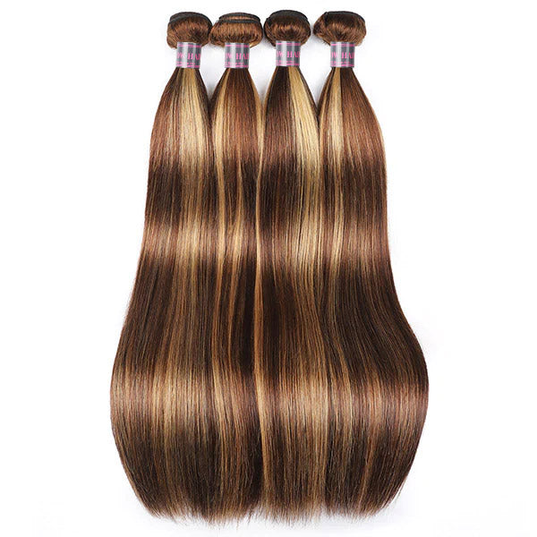Premium Brazilian Straight Hair Bundles in P4/27 Color, Soft and Shiny