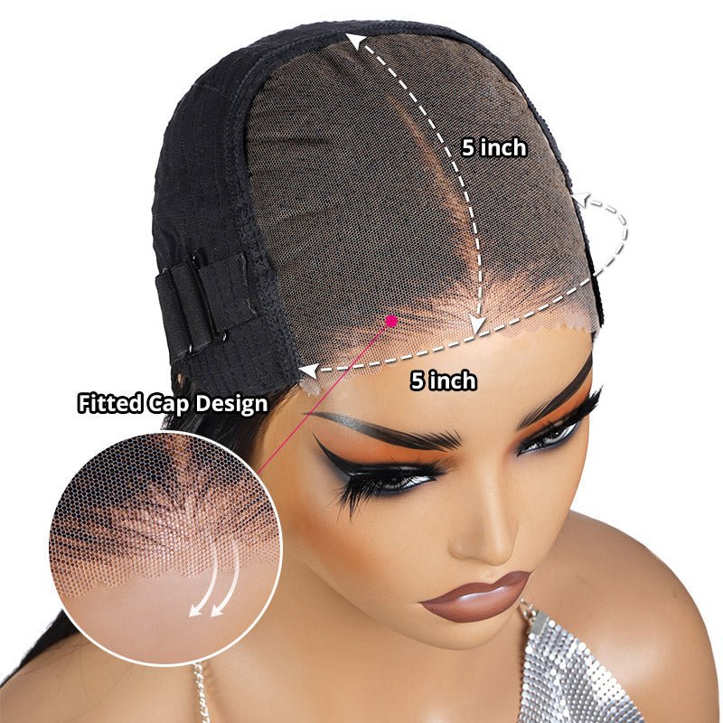 5X5 HD Lace Wig Cap Design With Fitted Cap and Adjustable Features for Secure Wear