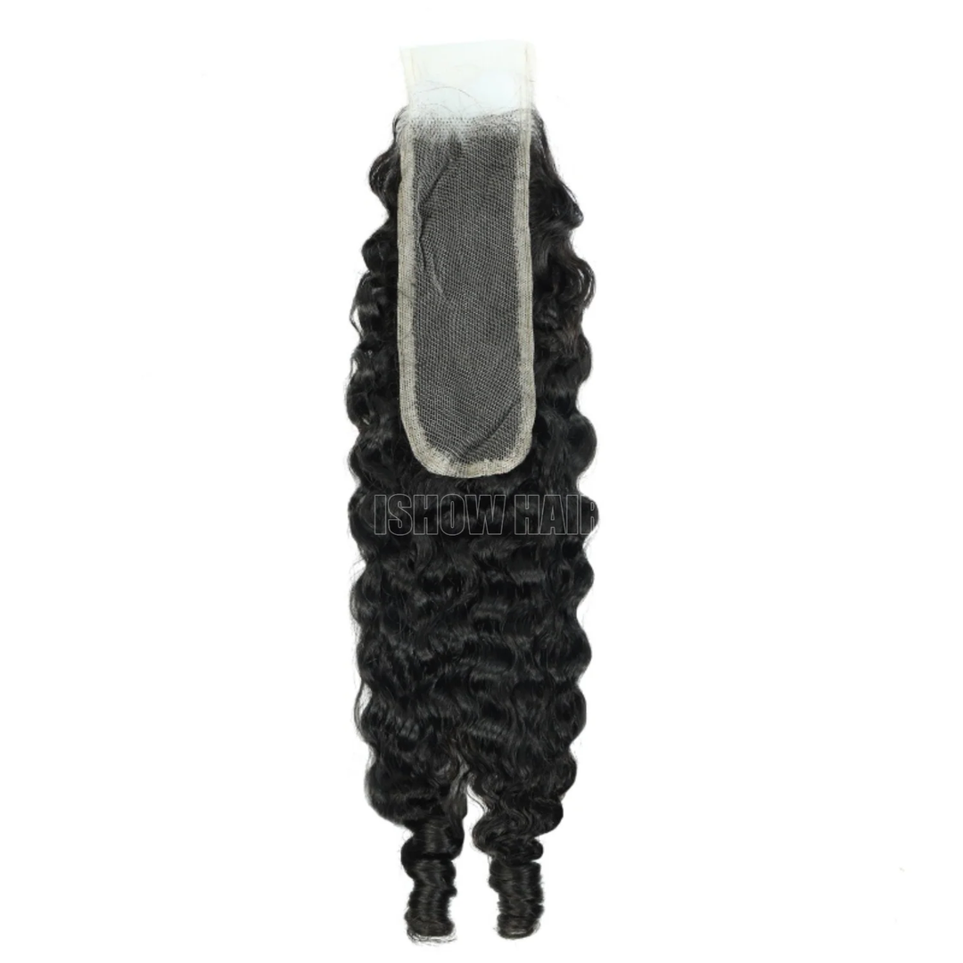 The back of black burmese curly 2*6 lace closure