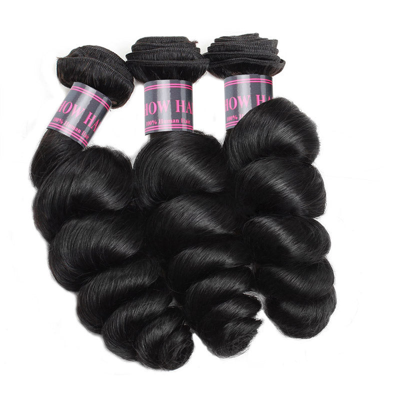 Ishow Jet Black Body Wave Bundles Displayed Elegantly On White Background