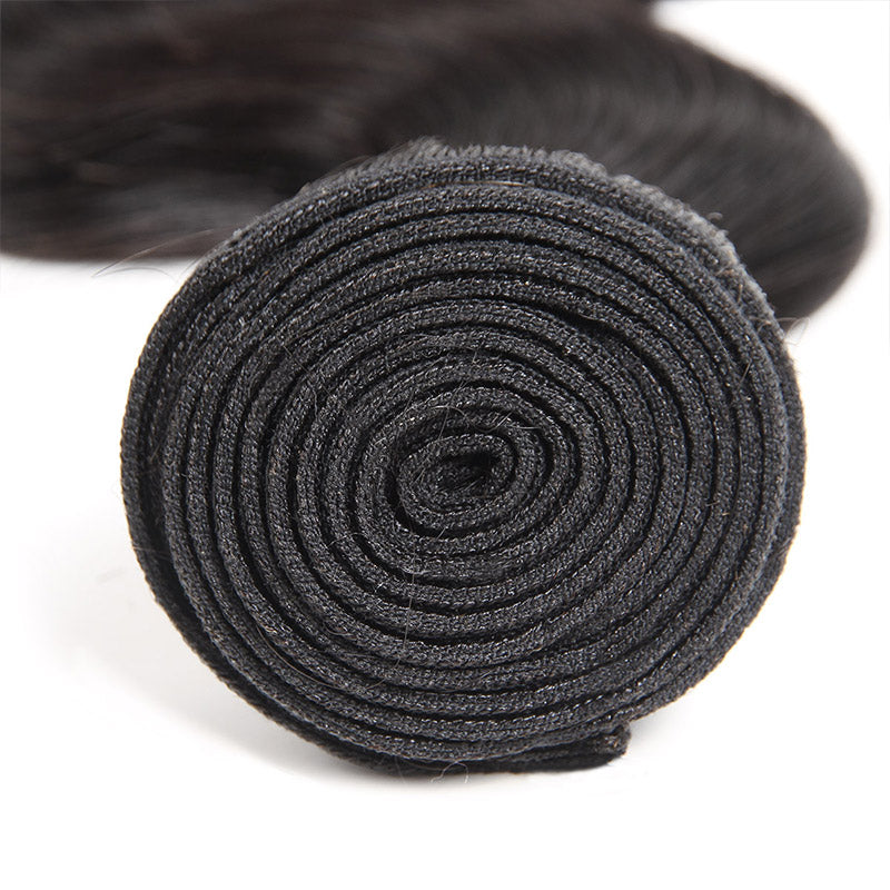 Rolled Black Human Hair Bundle Showing Straight Texture and Healthy Ends