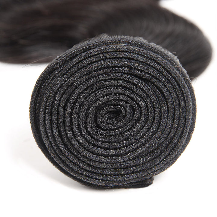 Rolled Black Human Hair Bundle Showing Straight Texture and Healthy Ends