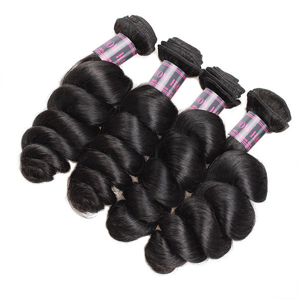 Brazilian Loose Wave Human Hair Bundles, 100% Virgin, Soft Texture and Natural Black Color