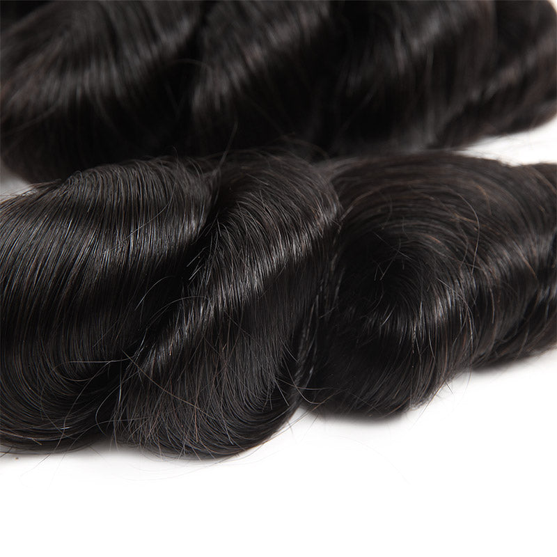 Soft, Natural Black Loose Wave Human Hair Bundles With Shiny Texture