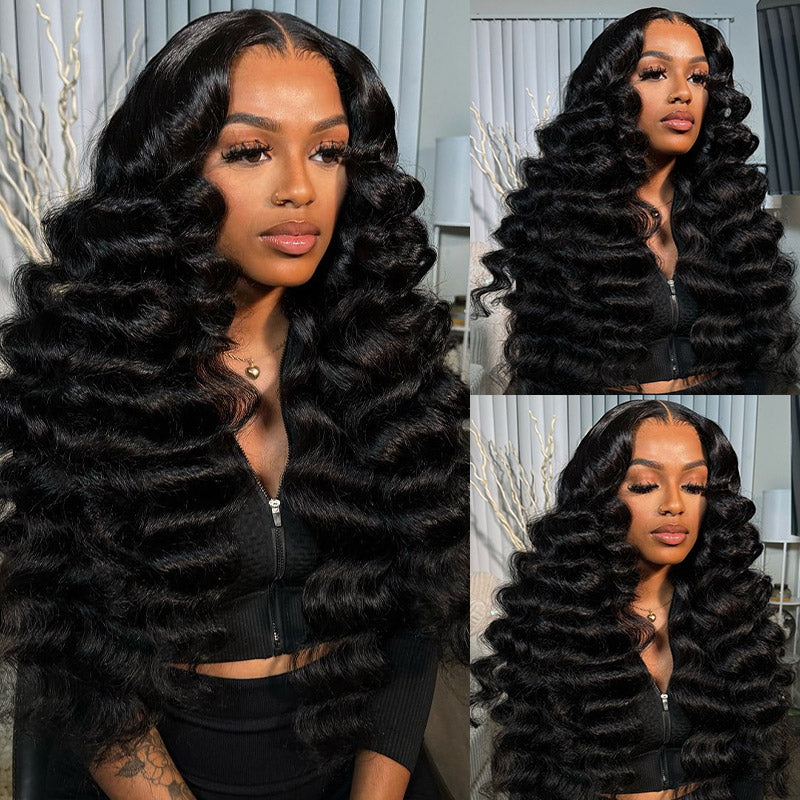 Ishow Beauty Loose Deep Wave HD Lace Wig, Natural Black Hair, 250% Density