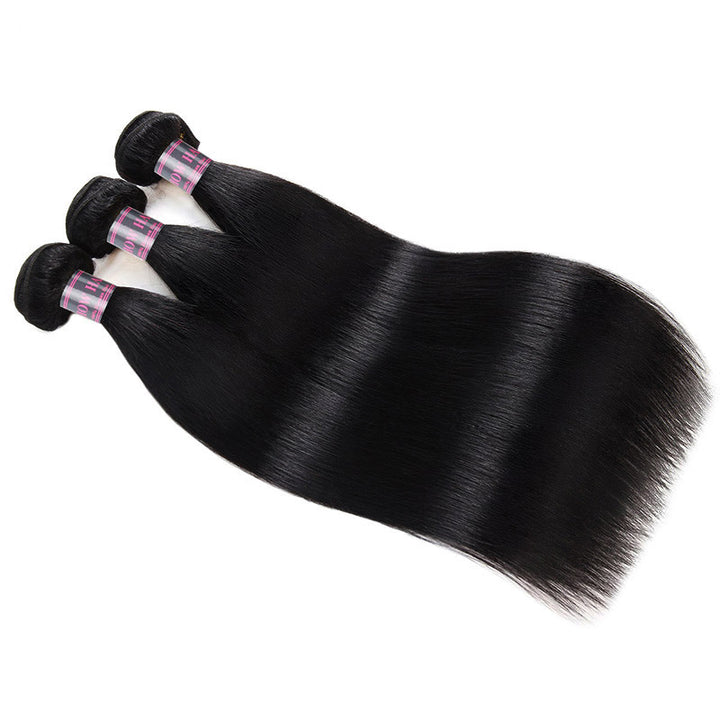 Ishow Jet Black Brazilian Virgin Hair Bundles in Straight Style On White Background