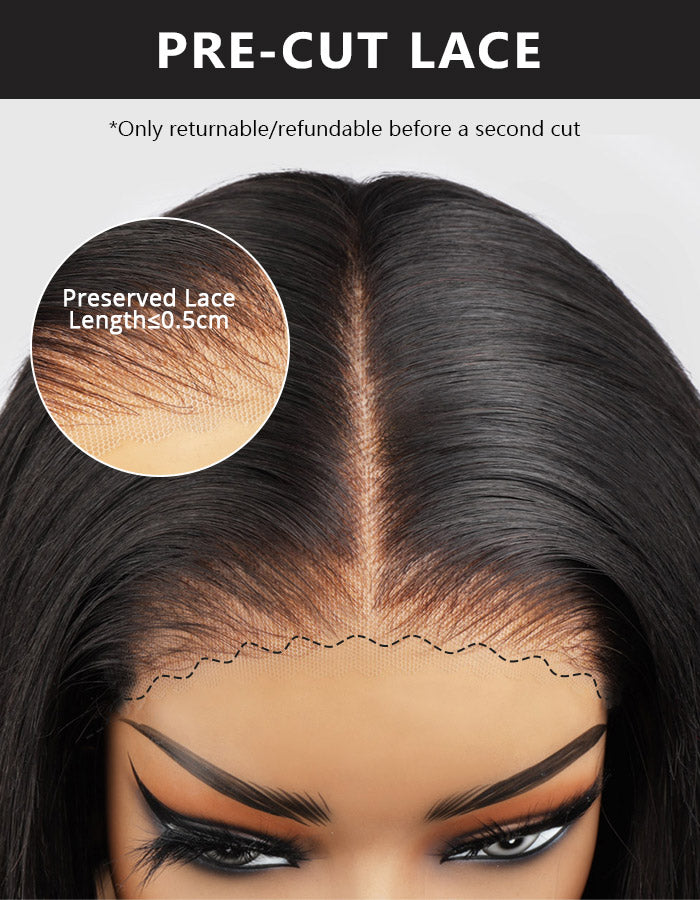 Close-Up of Pre-Cut Lace Showing Natural Hairline and Preserved Lace Length