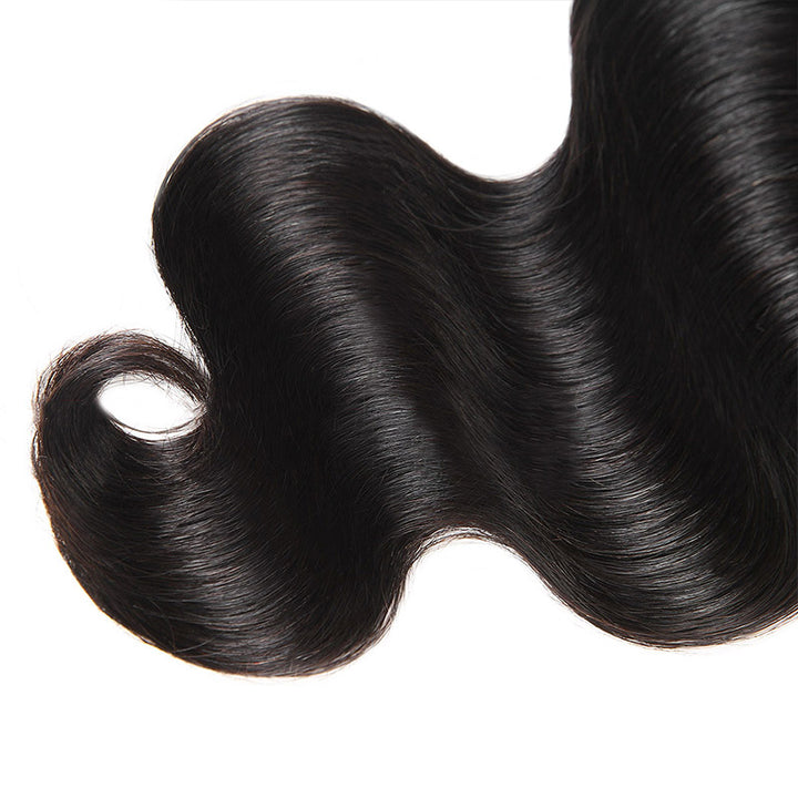 Close-Up of Ishow 12a Grade Body Wave Black Hair Bundle Highlighting Silky Texture
