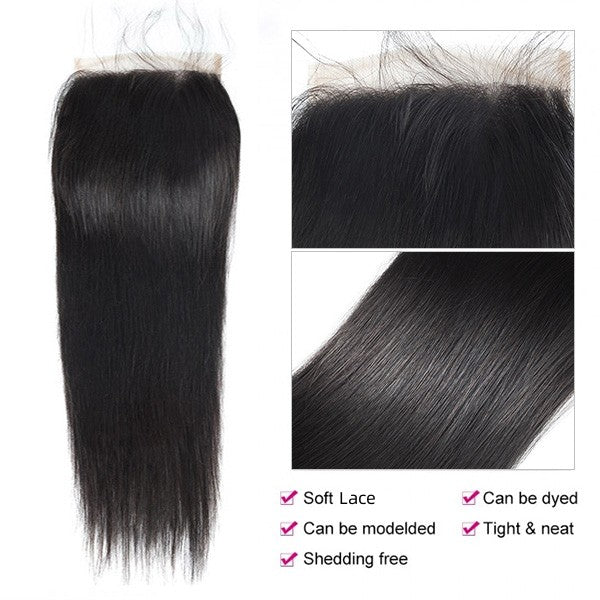 Ishow Hair Straight Hair 5X5 Lace Closure: Black Human Hair