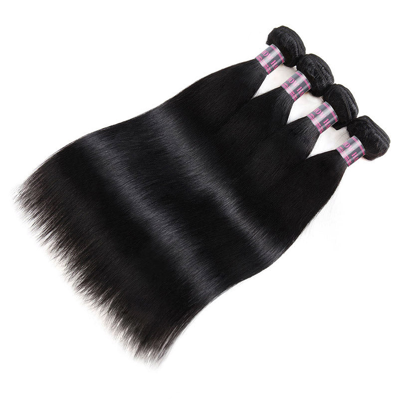 Straight Jet Black Human Hair Extensions Bundles Displaying Smooth Texture and Quality