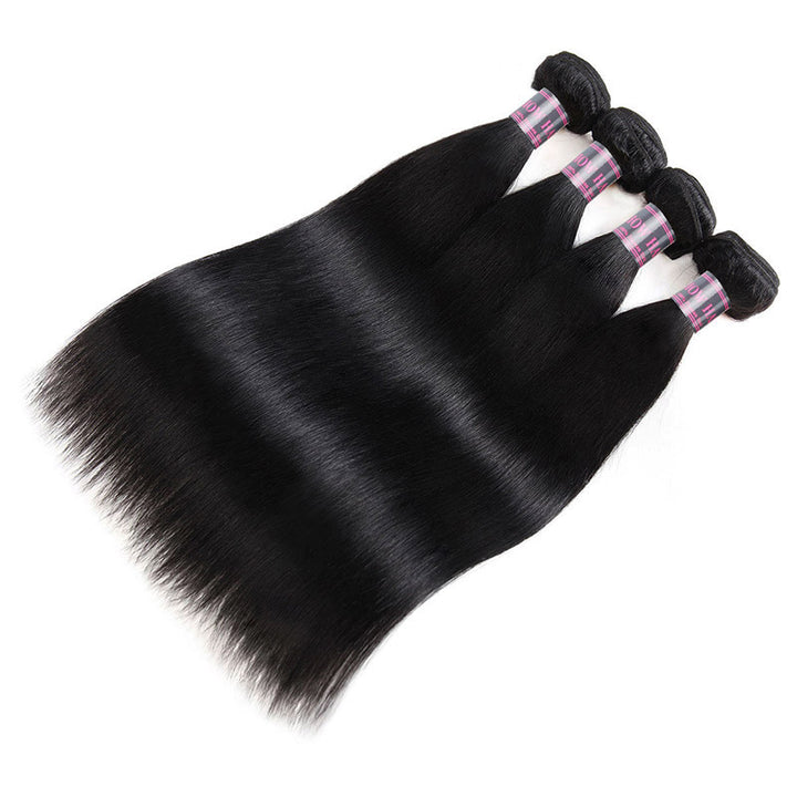 Straight Jet Black Human Hair Extensions Bundles Displaying Smooth Texture and Quality
