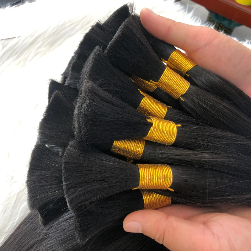 Black Raw Human Hair Bulk for Braiding