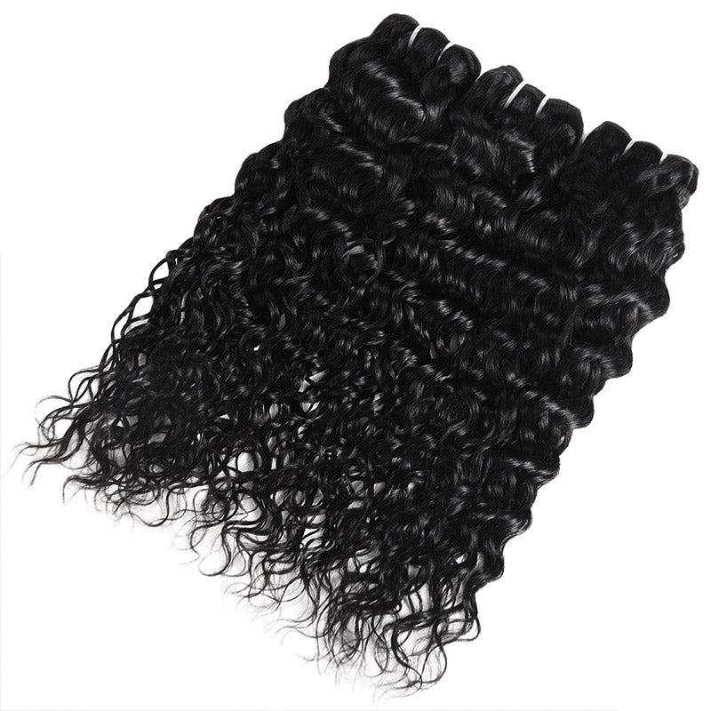 Ishow Jet Black Brazilian Virgin Hair Bundles With Deep Wave Texture On White Background
