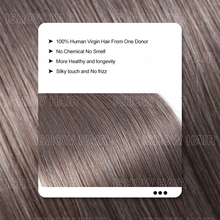 Ishow #18 Dark Ash Platinum Hair: 100% Human Virgin, No Smell