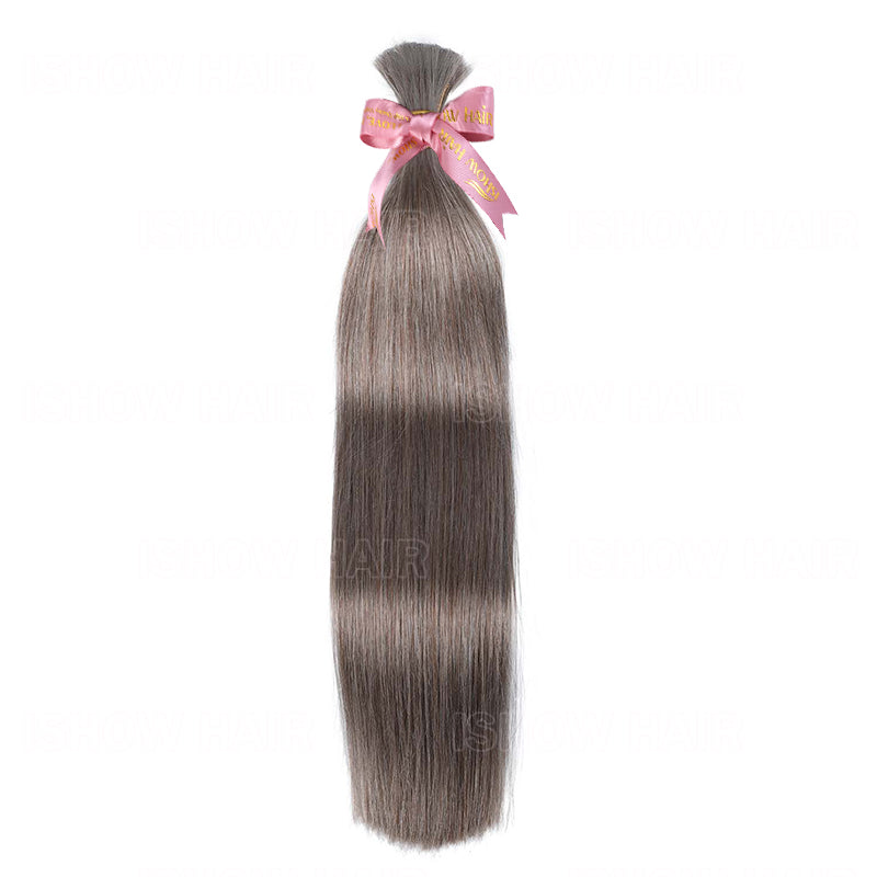 Ishow Straight Human Hair Bulk #18 Dark Ash Platinum