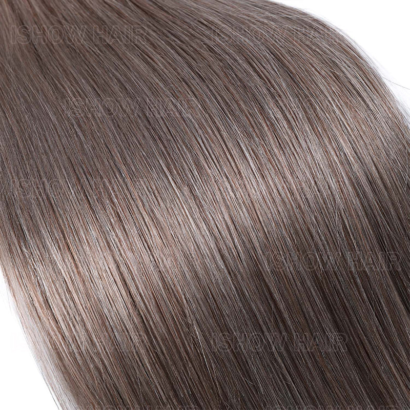 Ishow #18 Dark Ash Platinum Straight Hair Bulk Texture