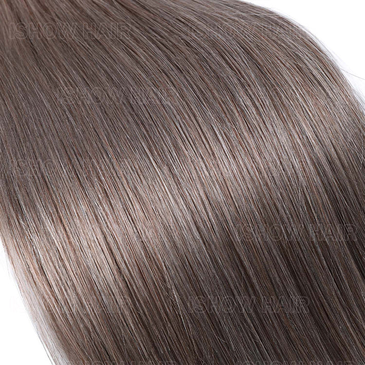 Ishow #18 Dark Ash Platinum Straight Hair Bulk Texture