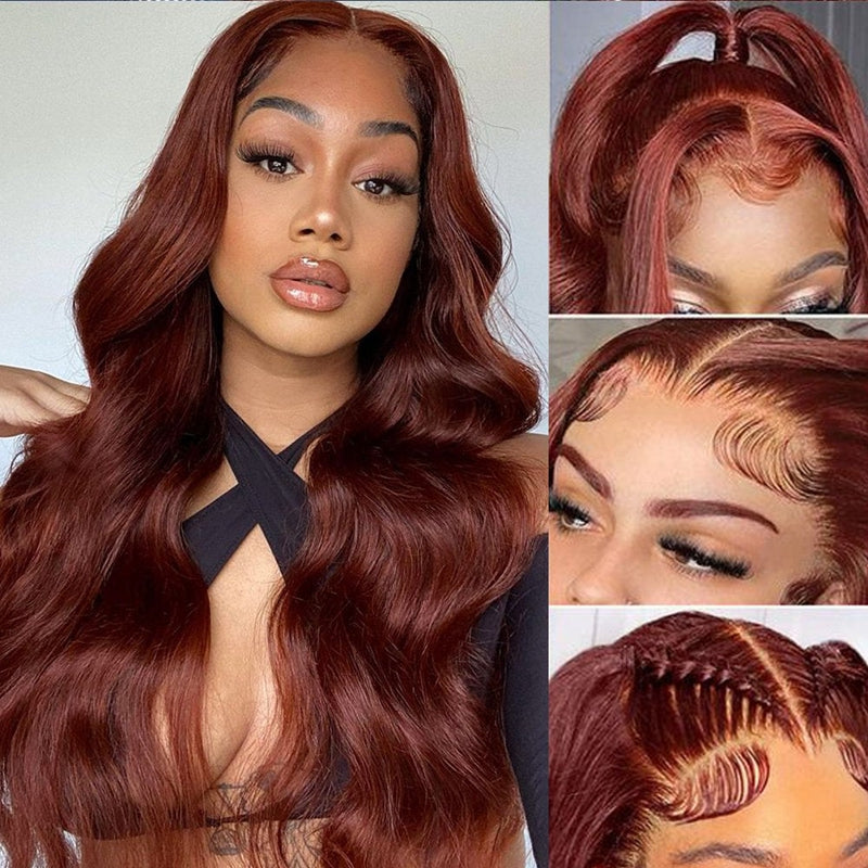 Auburn Reddish Brown Body Wave Wig, Ishow Hair