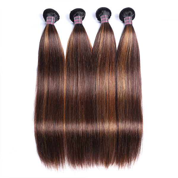 Brazilian Straight Hair Bundles in T1B 4/30 Highlighting for Luxurious Styling