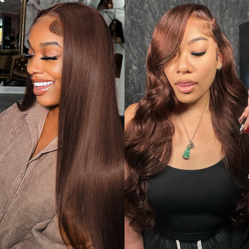 Ishow 4# Brown Hair Extensions, Straight & Body Wave Hair
