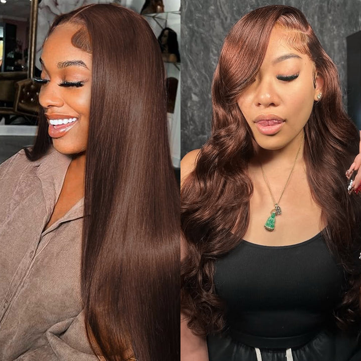 Ishow 4# Brown Hair Extensions, Straight & Body Wave Hair
