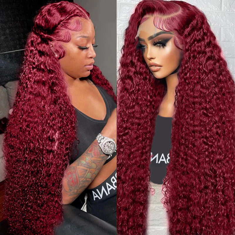 Pick Your Wig-99J Dark 99J Wigs Burgundy Lace Front Wigs Pre Colored Human  main image 3