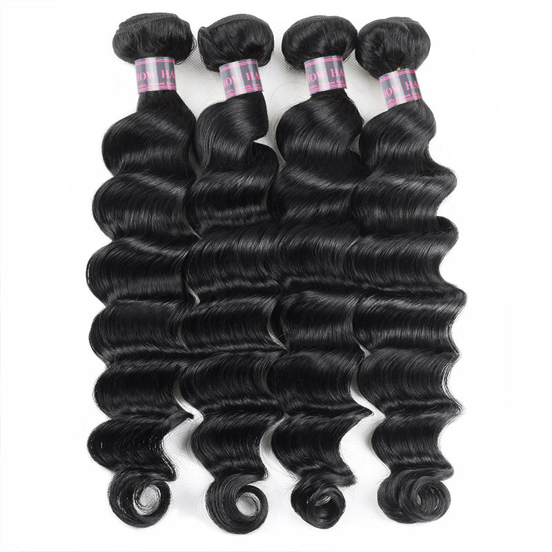 Brazilian Loose Deep Wave Hair Bundles in Natural Black, 100% Human Hair With Soft Texture