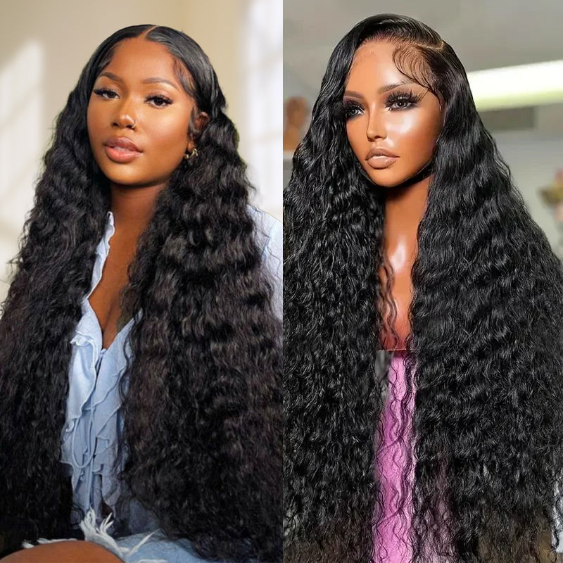 Ishow Water Wave Lace Front Wig in Natural Black - Human Hair Wigs