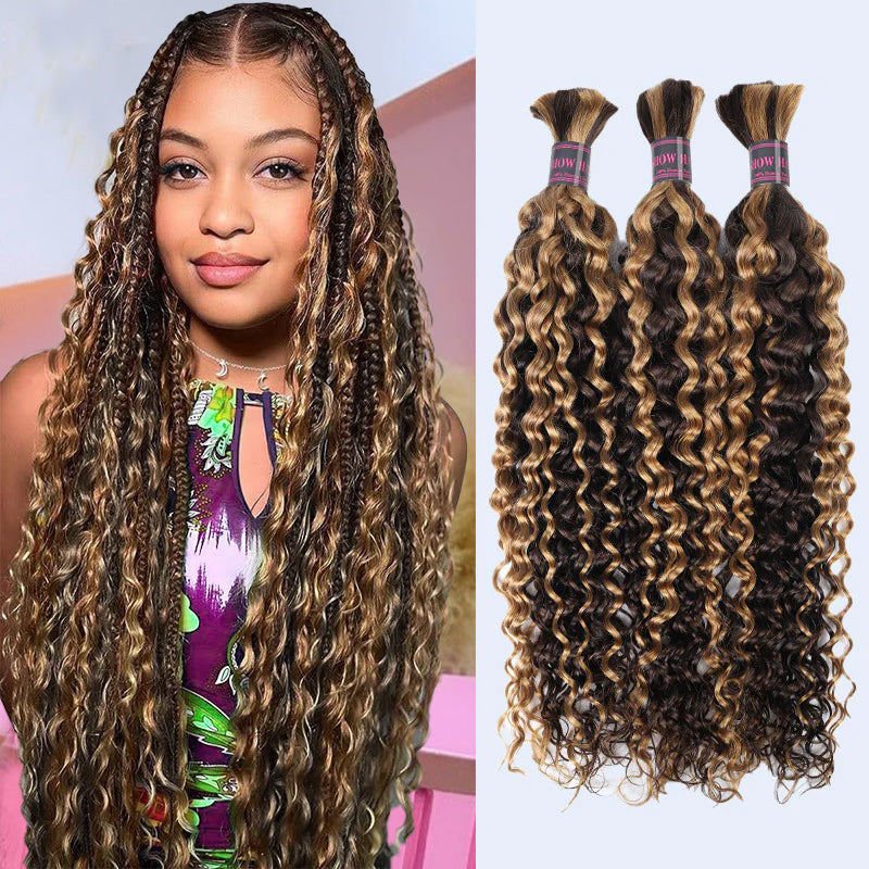 Ishow Water Wave Bulk Hair Extensions Braiding P4/27 Highlights