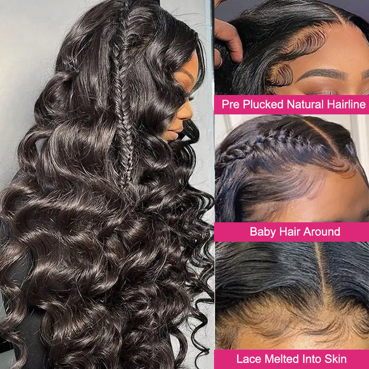 Loose Deep Wave Lace Wig With Defined Baby Hair and Pre-Plucked Natural Hairline