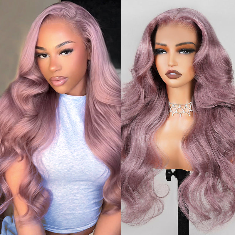 Ash Purple Human Hair Wig | Body Wave | HD Lace Front | Ishow Hair