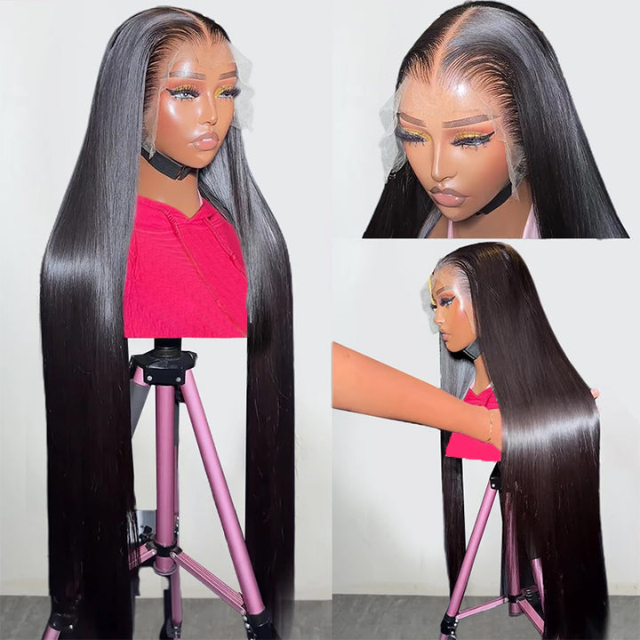 40-Inch Straight Human Hair Lace Front Wig Displayed On a Mannequin