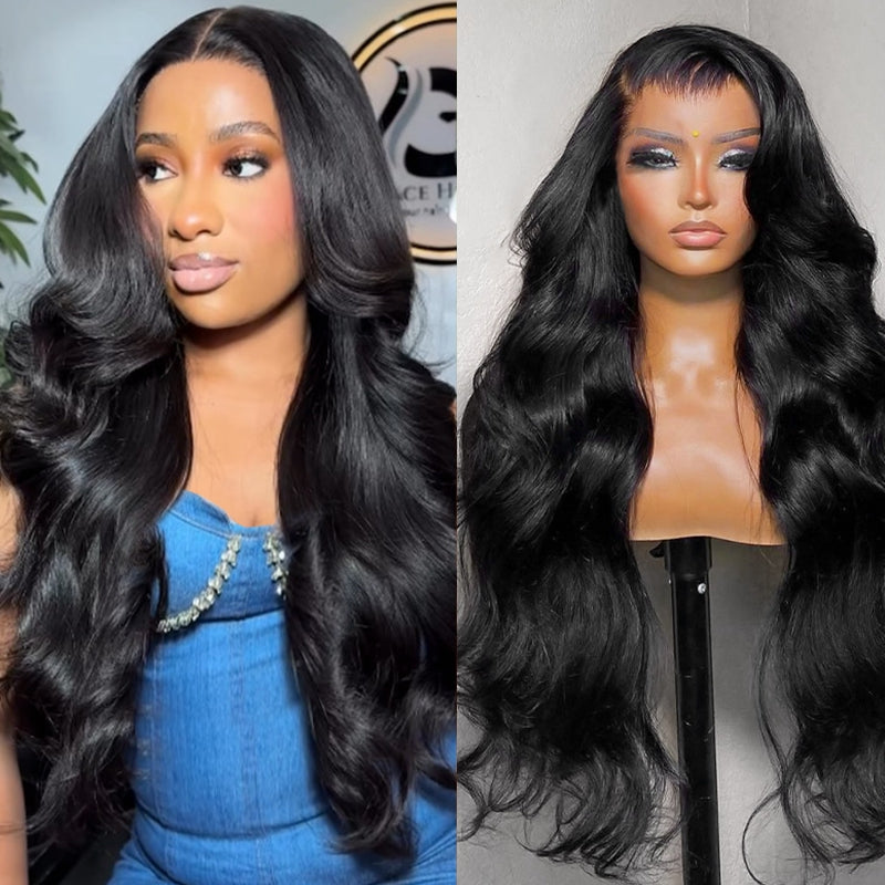 Model Showcasing Glueless Body Wave Wig With Natural Shine and Texture