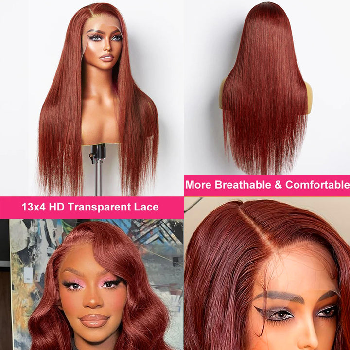 Reddish Brown Wig 13x4 Straight Lace Front Wigs 34Inch Frontal Lace Wigs