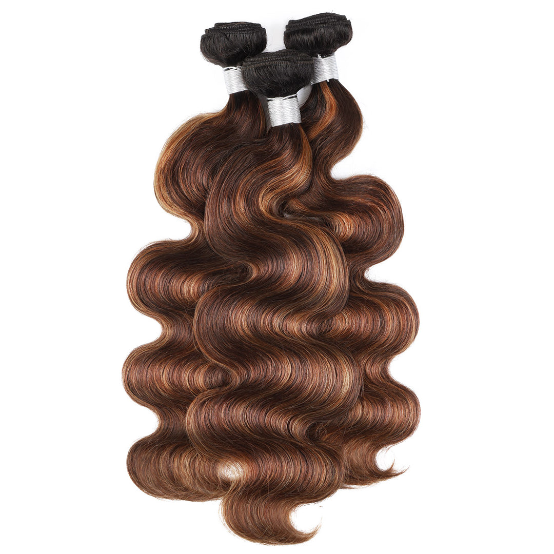 Ishow Brazilian Balayage Body Wave Hair Bundles T1B 4/30 With Soft, Flowing Waves