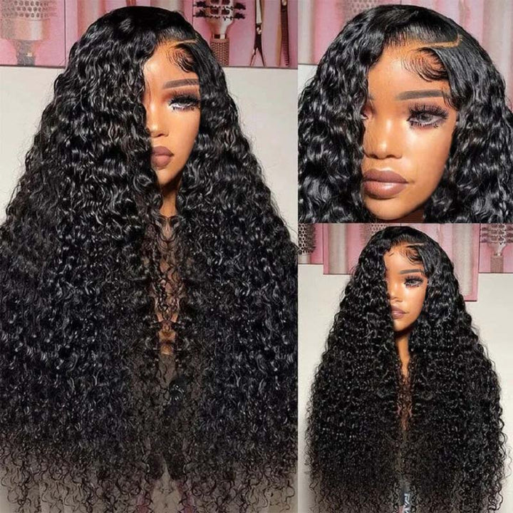 Model Displaying Ishow Brazilian Curly Hair Wig With Vibrant, Voluminous Curls and Pre-Plucked Hairline