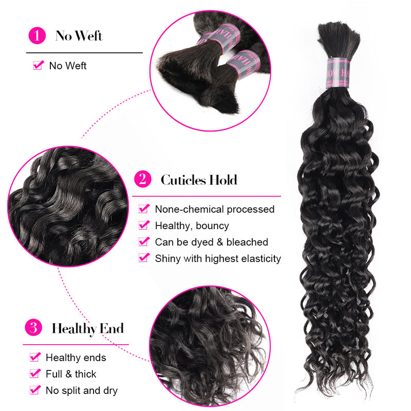Natural Black Water Wave Hair Extensions With Curly Texture and Healthy Ends