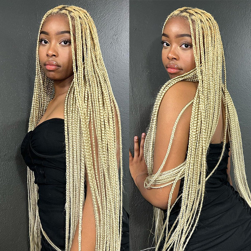 Model With Long Blonde Braided Hair Styling Ishow Hair Extensions