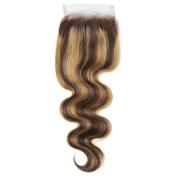 P4/27 Highlighted Body Wave Lace Closure With Soft Curls